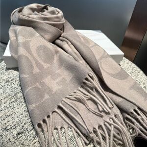 Coach Taupe Logo Scarf